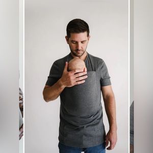 Lalabu Gray Baby Soothing Dads Shirt for Babywearing Large